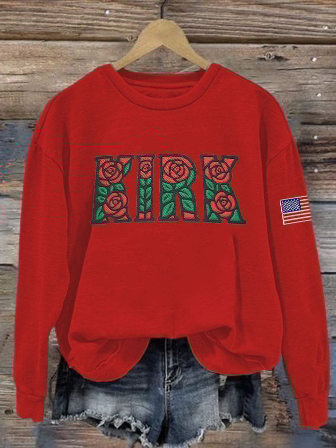 Women's Retro Rose Print Sweatshirt