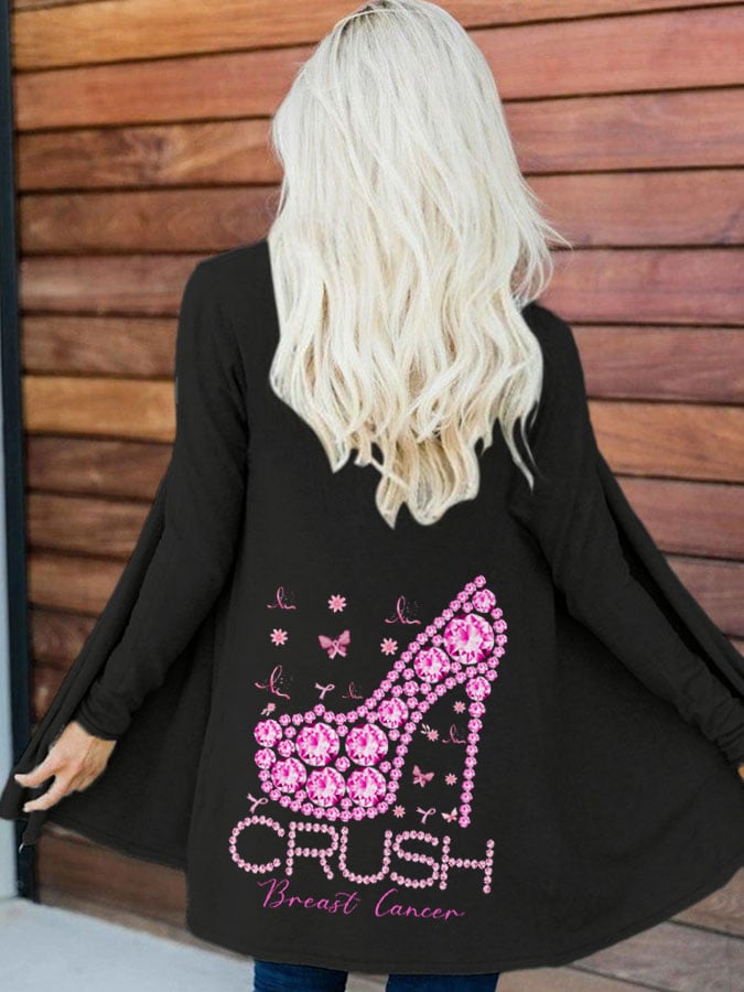 Crush Breast Cancer Awareness Heels Print Cardigan