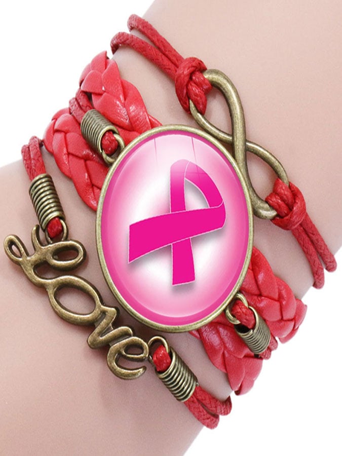 Breast Cancer Awareness Multilayer Braided Bracelet