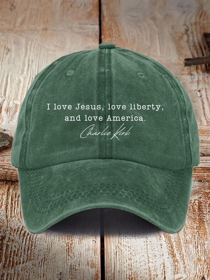 Retro I Love Jesus, Love Liberty, And Love America Print Baseball Cap
