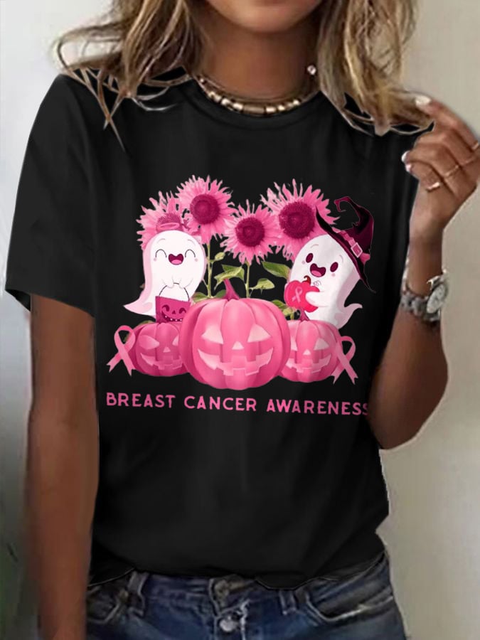 Women's Breast Cancer Printed Casual T-Shirt