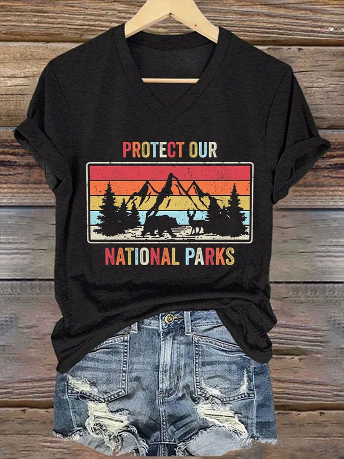 Women's Retro Protect Our National Parks Print T-Shirt