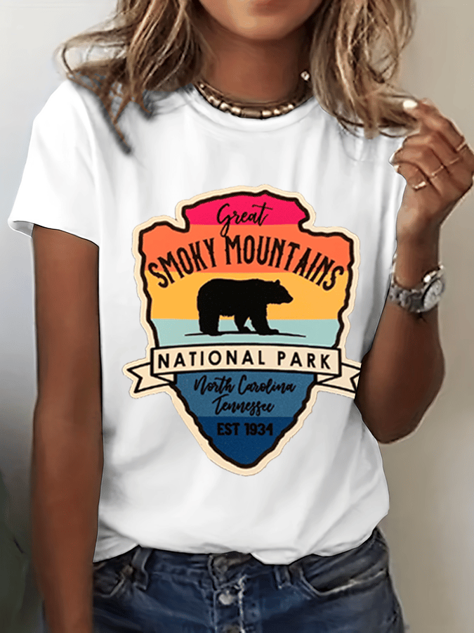Women's Smoky Mountains National Park Print Crew Neck T-Shirt