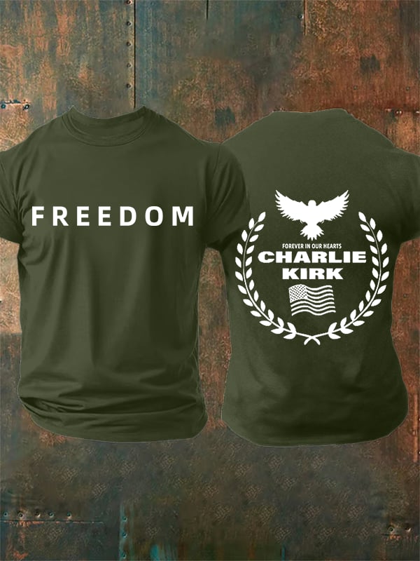 Men's Freedom American Flag Print Casuasl T-shirt