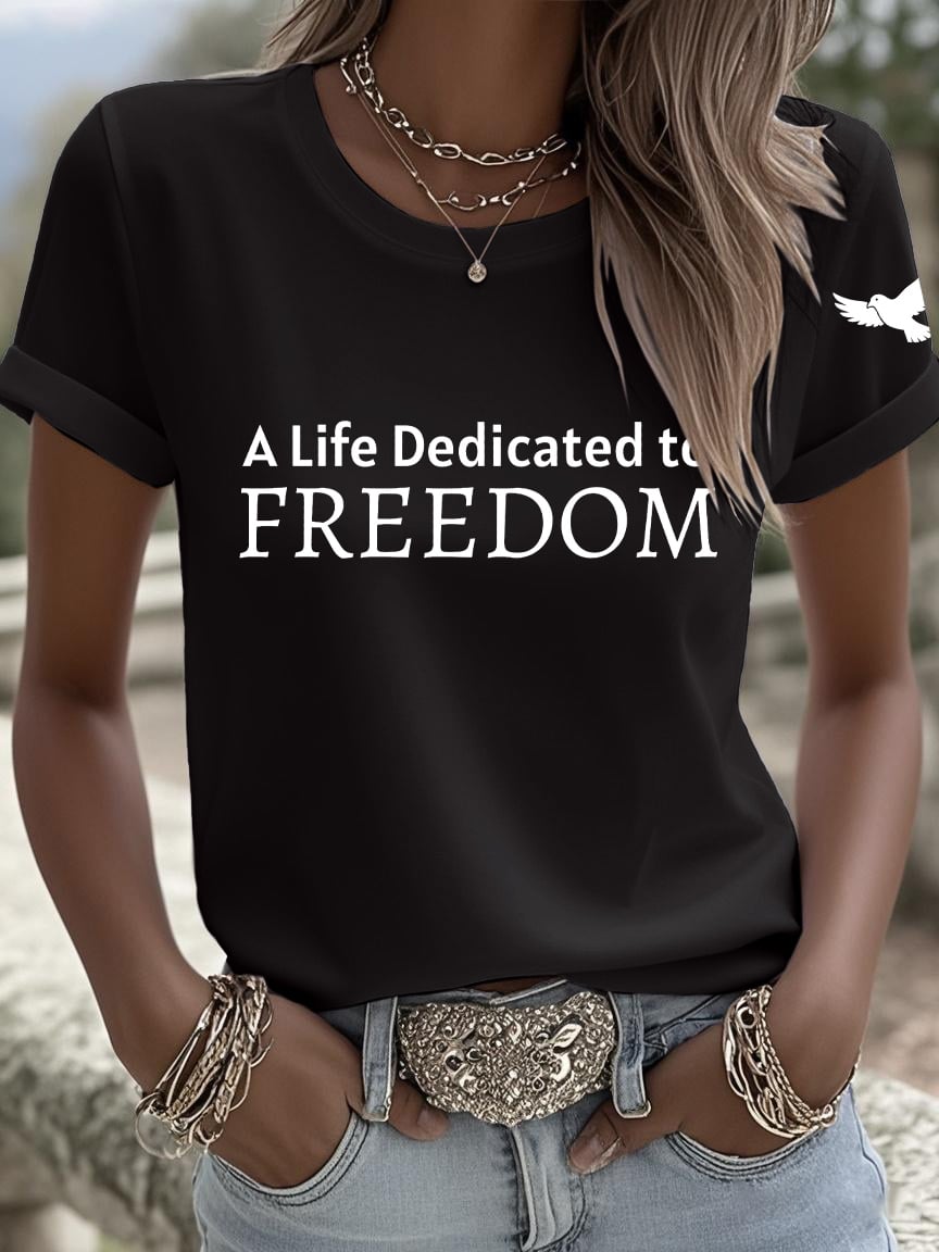 Retro A Life Dedicated To Freedom Print T-Shirt