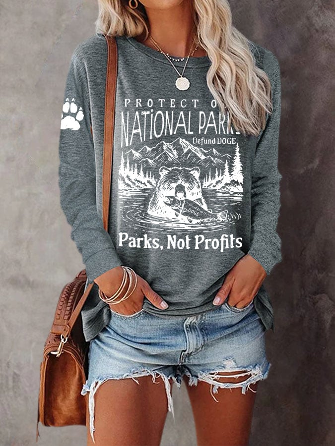 Women's Protect Our National Parks Print Casual T-Shirt