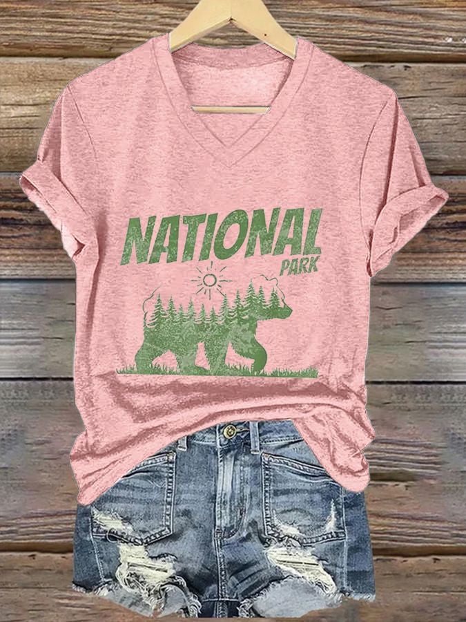 Women's National Park Print V-Neck T-Shirt