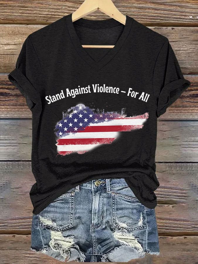 Women's Hot Spot Print V Neck T-shirt