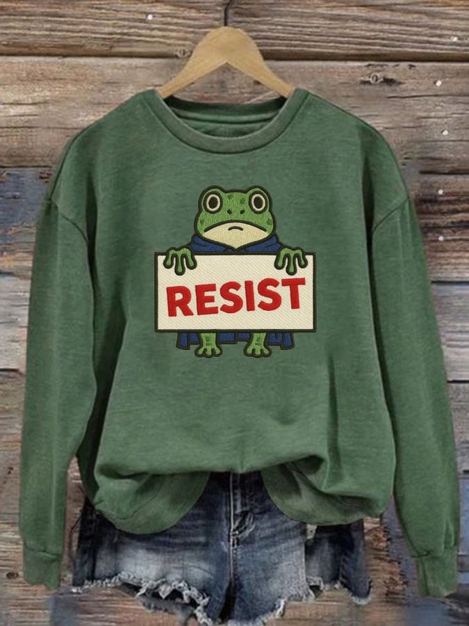 Women's Portland Frog Print Casual Sweatshirt