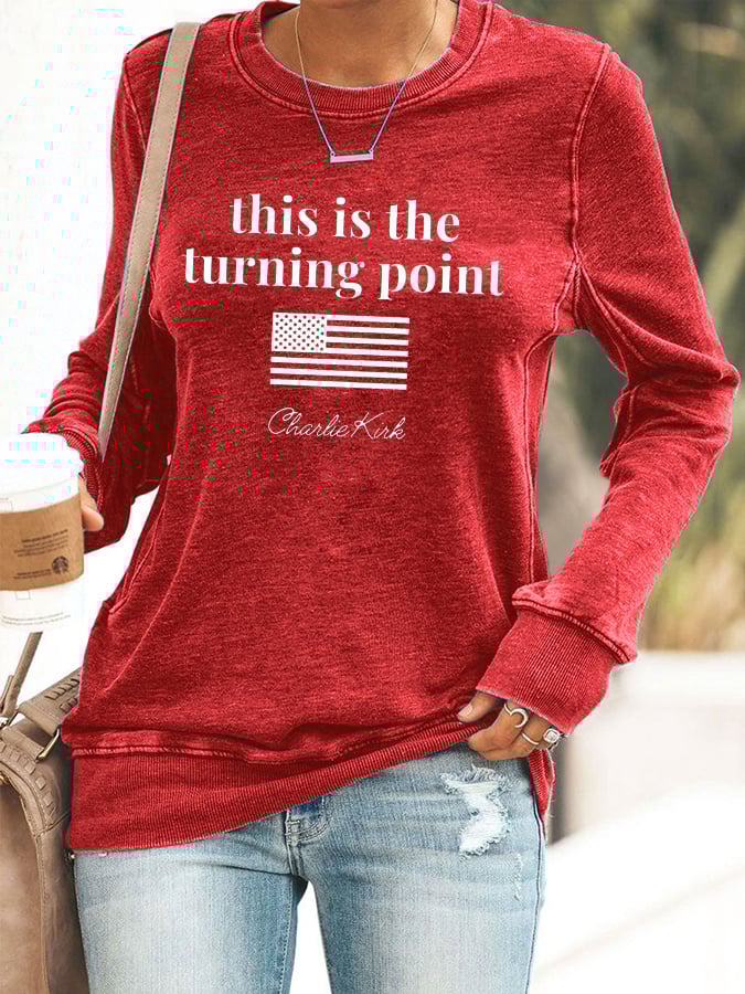 Retro This Is The Turning Point Print Sweatshirt