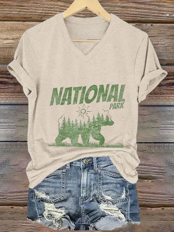 Women's National Park Print V-Neck T-Shirt