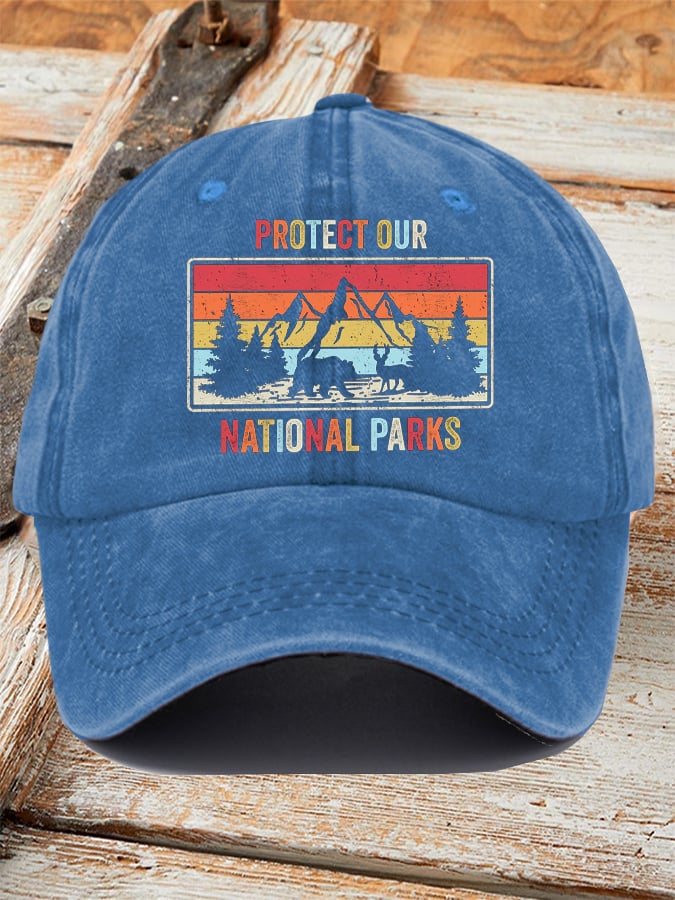 Retro Protect Our National Parks Printed Baseball Cap