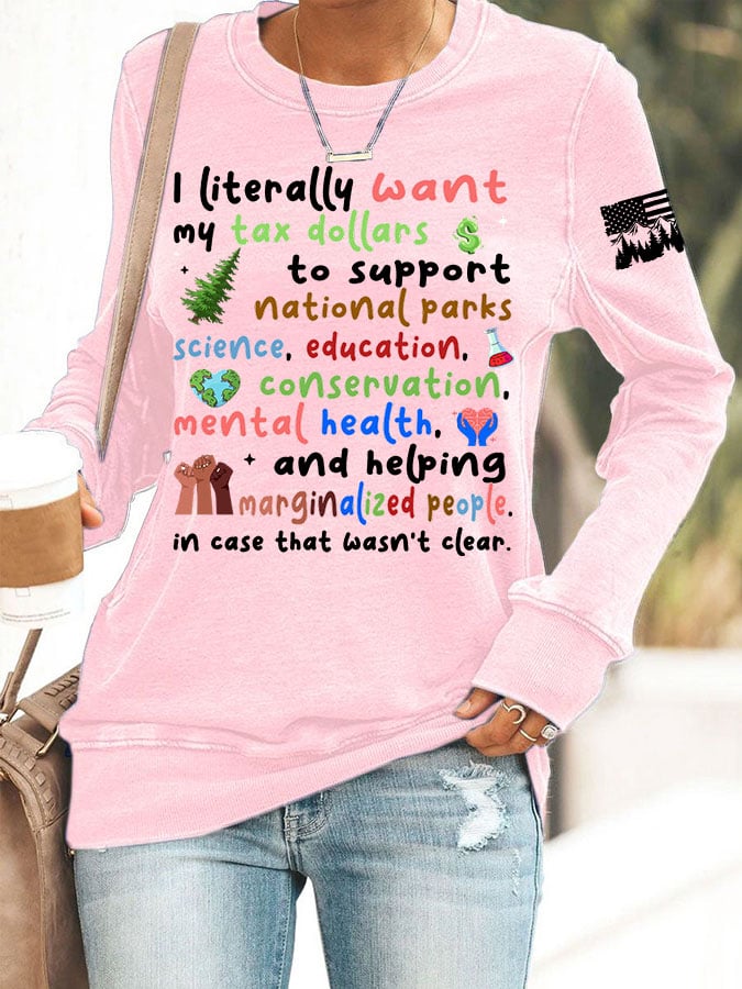 Women's Support National Parks Print Round Neck Sweatshirt