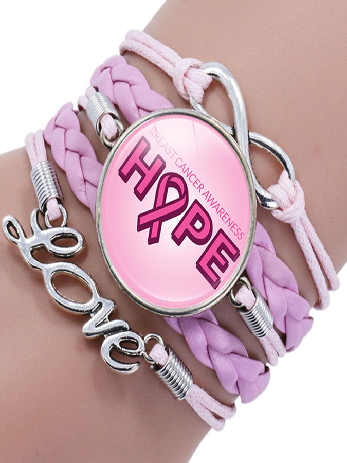 Breast Cancer Awareness Multilayer Braided Bracelet