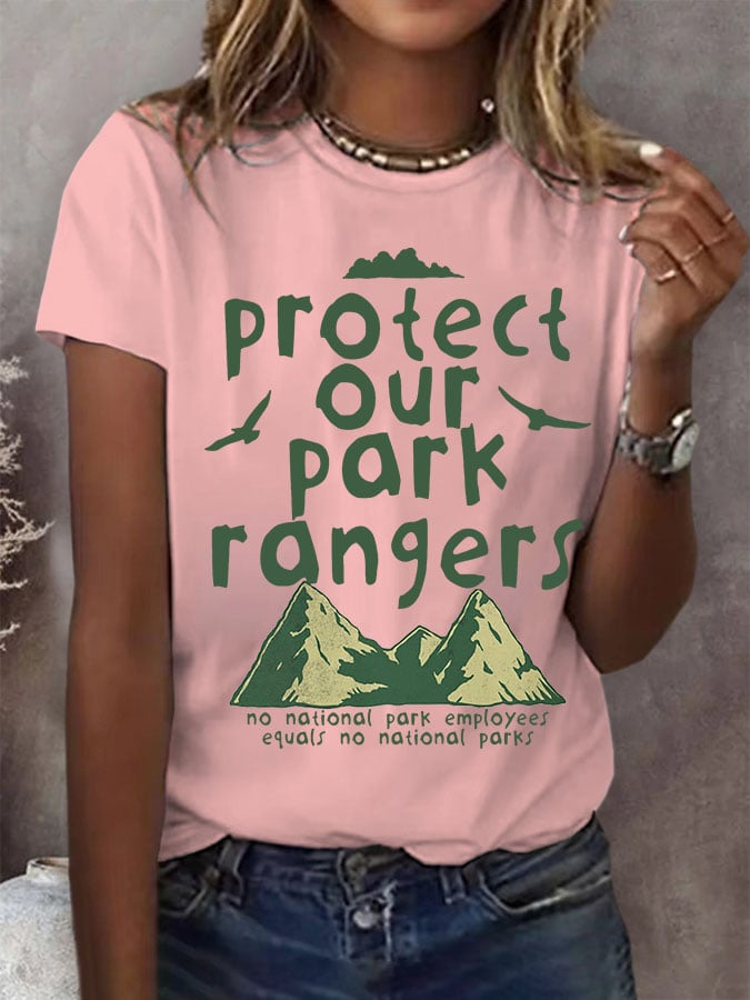 Women's Protect Our Park Rangers Print Round Neck T-Shirt