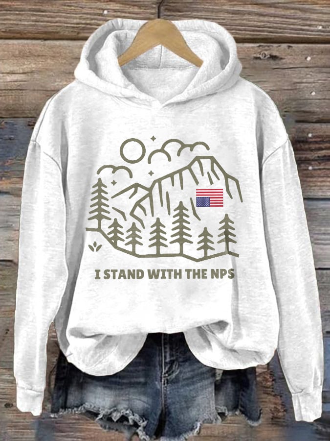 Retro I Stand With The NPS National Park Support Print Hoodie