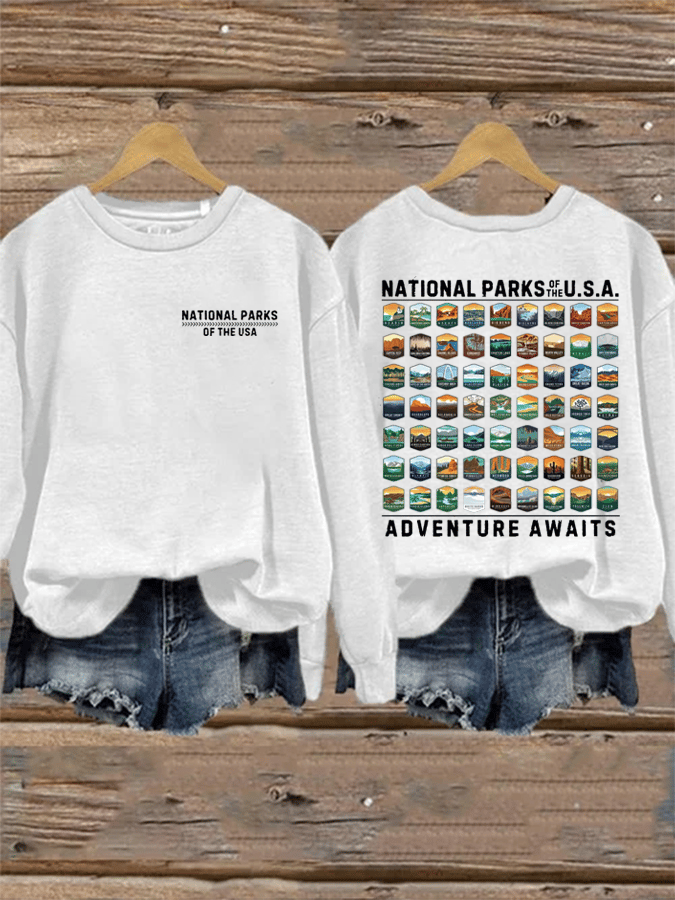 Women's National Parks Of The USA Printed Crew Neck Sweatshirt