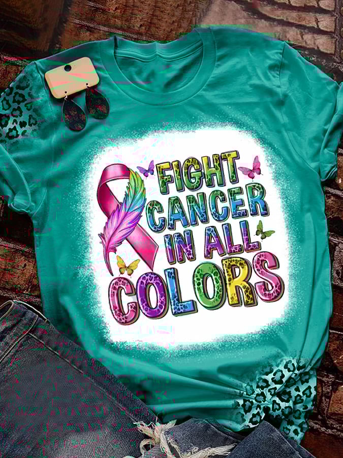 Women's Fight Cancer in All Colors Crewneck T-Shirt