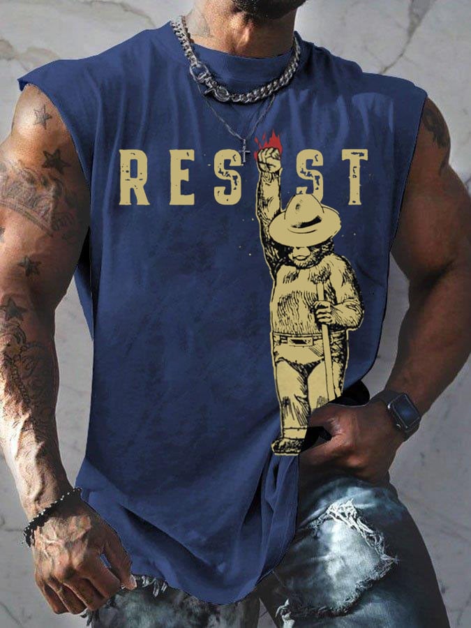 Men's Protect Our National Parks Print Round Neck Tank Top