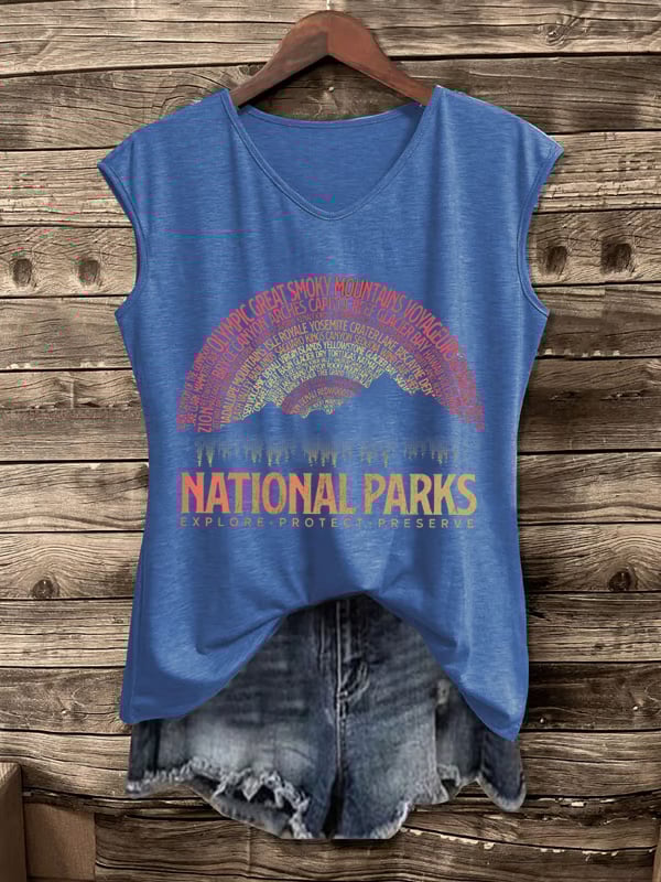 Women's Hotspots 63 National Parks Explore, Protect, And Preserve Print Casual Vest