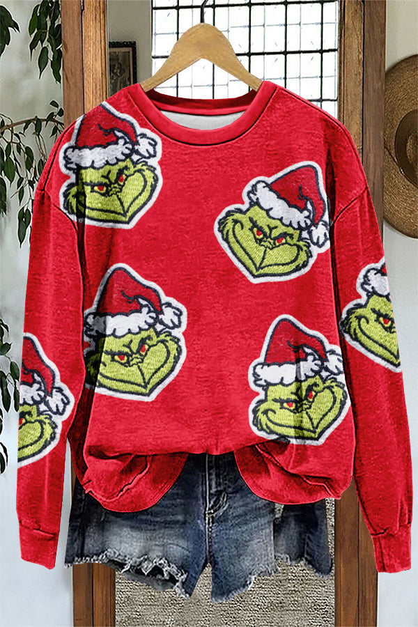 Christmas Grinch Print Sweatshirt