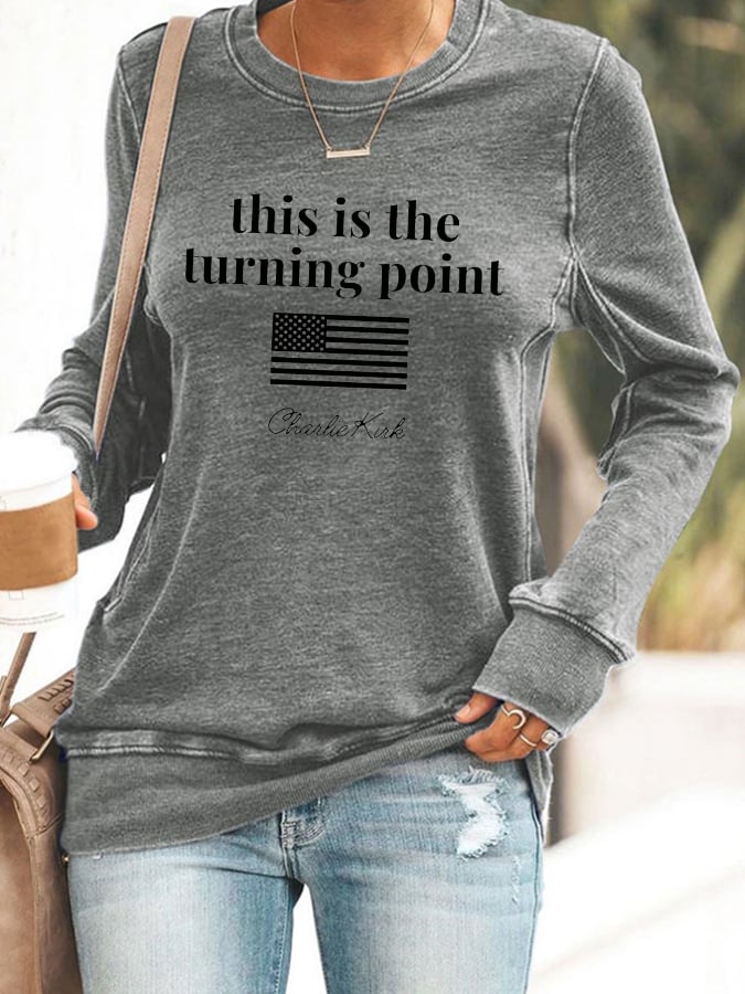 Retro This Is The Turning Point Print Sweatshirt