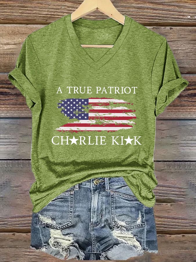 Women's Freedom American Flag Print Casual T-shirt