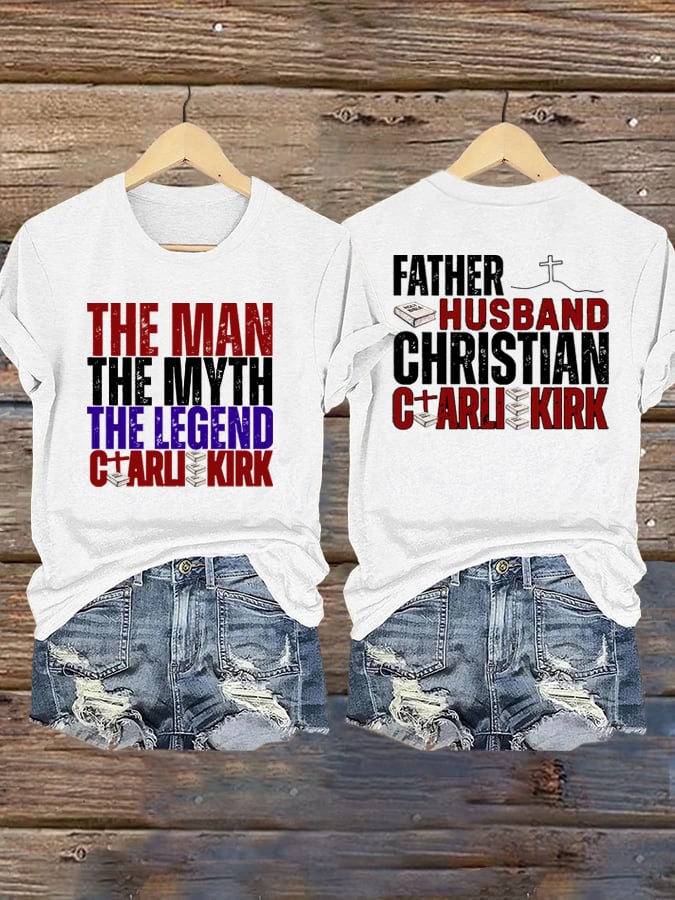 Women's Retro Father Husband Christian The Man The Myth The Legend Print Shirt