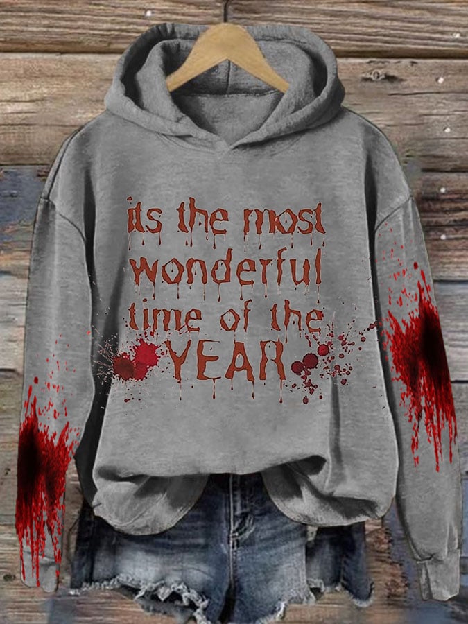 It'S The Most Woderful Time Of The Year Halloween Women'S Printed Casual Long-Sleeved Sweatshirt