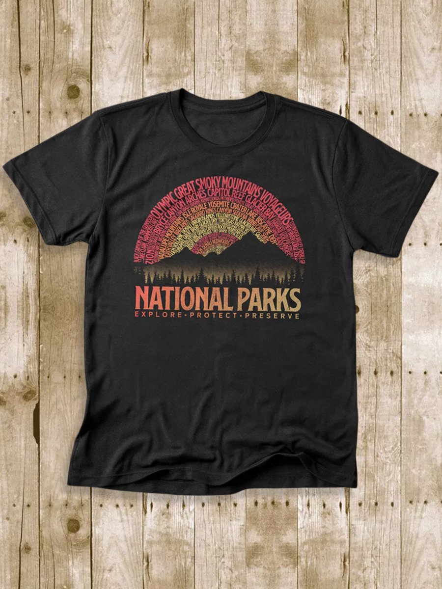 Men's 100% Cotton National Park Crew Neck Short Sleeve T-Shirt