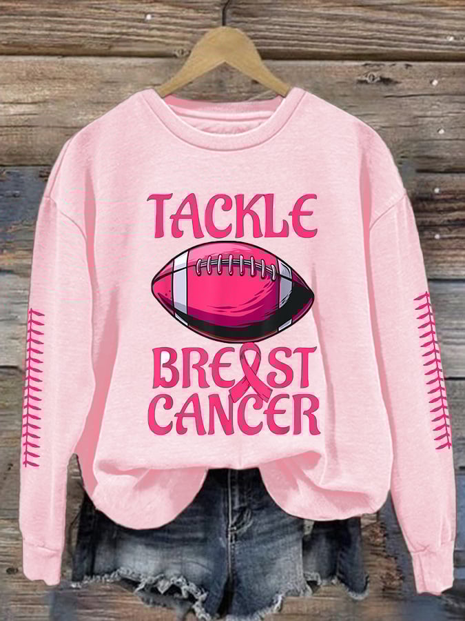 Breast Cancer Casual Print Long Sleeve Sweatshirt