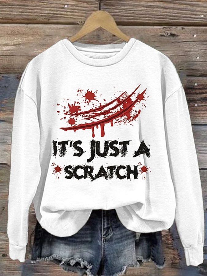 It'S Just A Scratch Halloween Women'S Printed Casual Long-Sleeved Sweatshirt