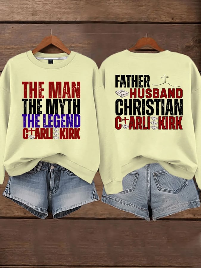 Women's Retro Father Husband Christian The Man The Myth The Legend Printed Sweatshirt