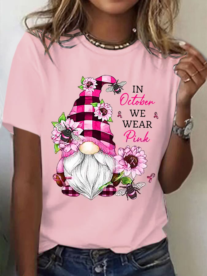 Women's Breast Cancer Awareness Print Casual T-Shirt