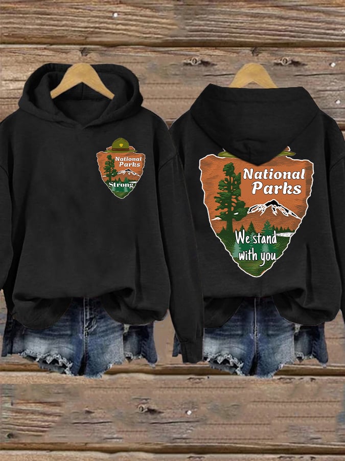 Retro National Parks Strong We Stand With You Print Hoodie