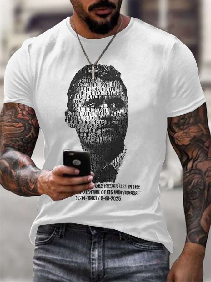 Men's Retro A True Patriot The Greatness Of Our Nation Lies In The Power And Potential Of Its Individuals Print T-Shirt