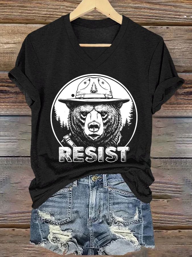 Women's Protect Our National Parks Print V Neck T-Shirt