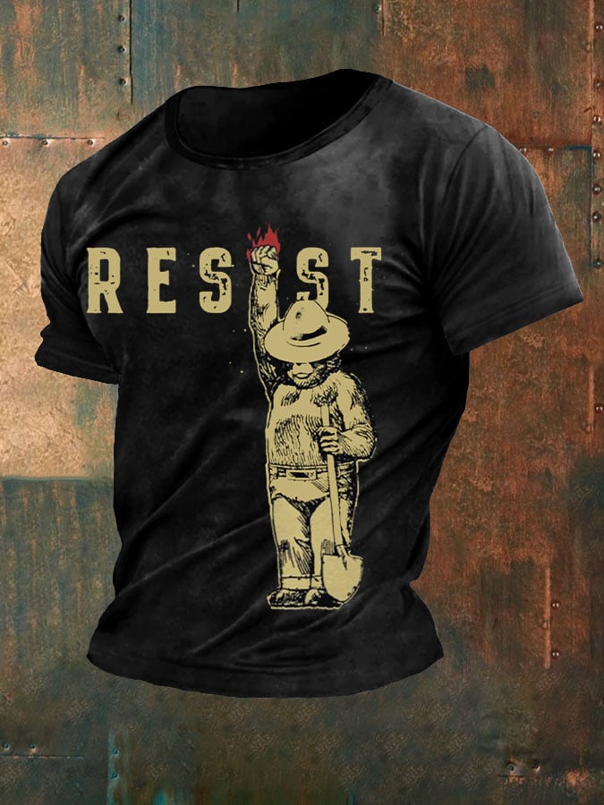 Men's Support National Parks Printed Round Neck T-Shirt