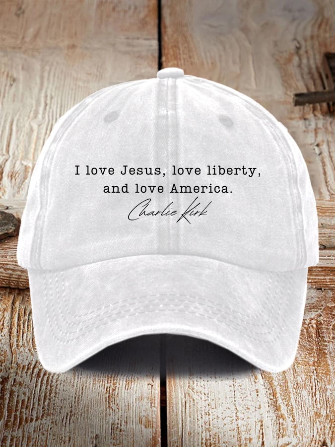 Retro I Love Jesus, Love Liberty, And Love America Print Baseball Cap
