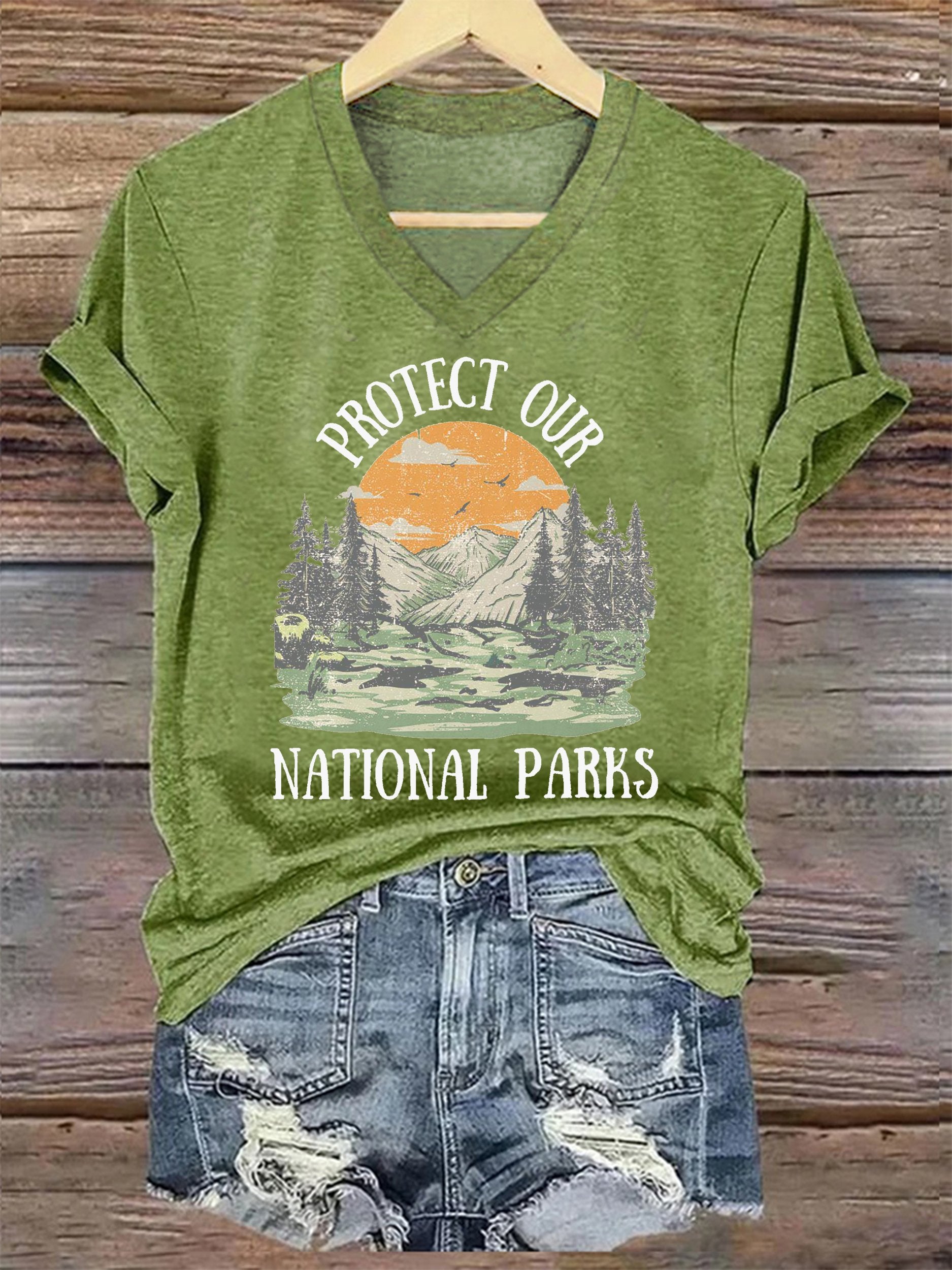 Women's Protect Our National Parks Printed Short-Sleeved T-Shirt