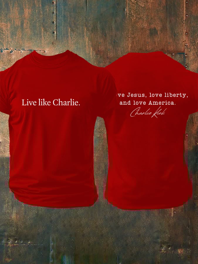 Men's Retro Live Like I Love Jesus, Love Liberty, And Love America Print T-Shirt