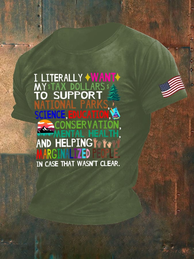 Men's Support Our National Parks Printed Round Neck T-Shirt