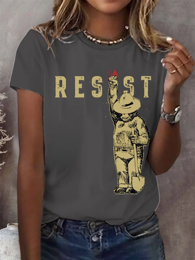 Women's Protect Our National Parks Print Round Neck T-Shirt