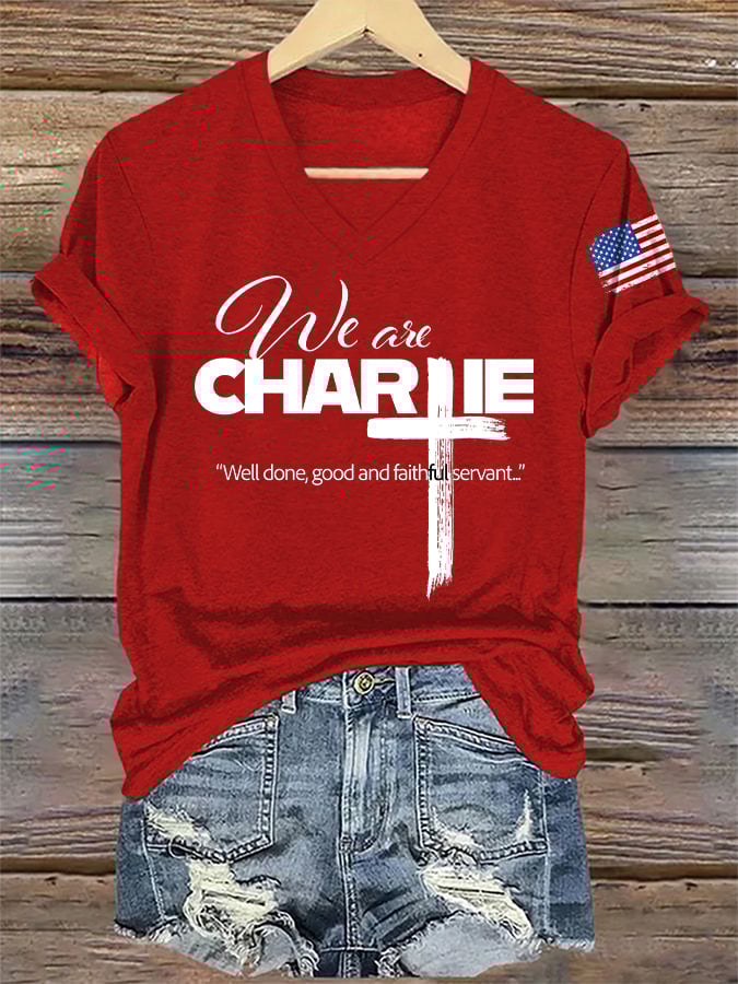 V-Neck Retro Well Done, Good And Faithful Servant Print T-Shirt