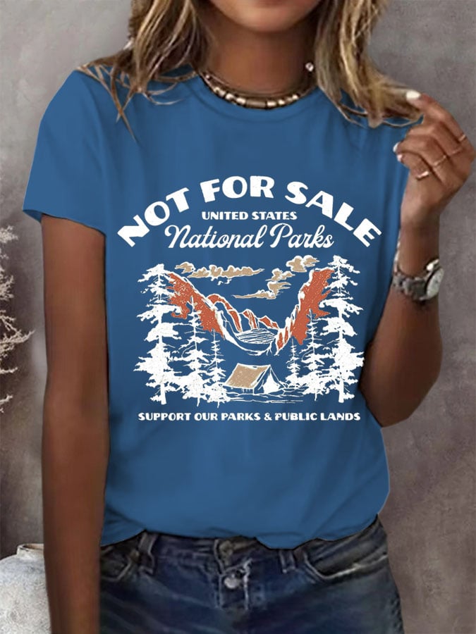 Women's Support National Parks Print Round Neck T-Shirt
