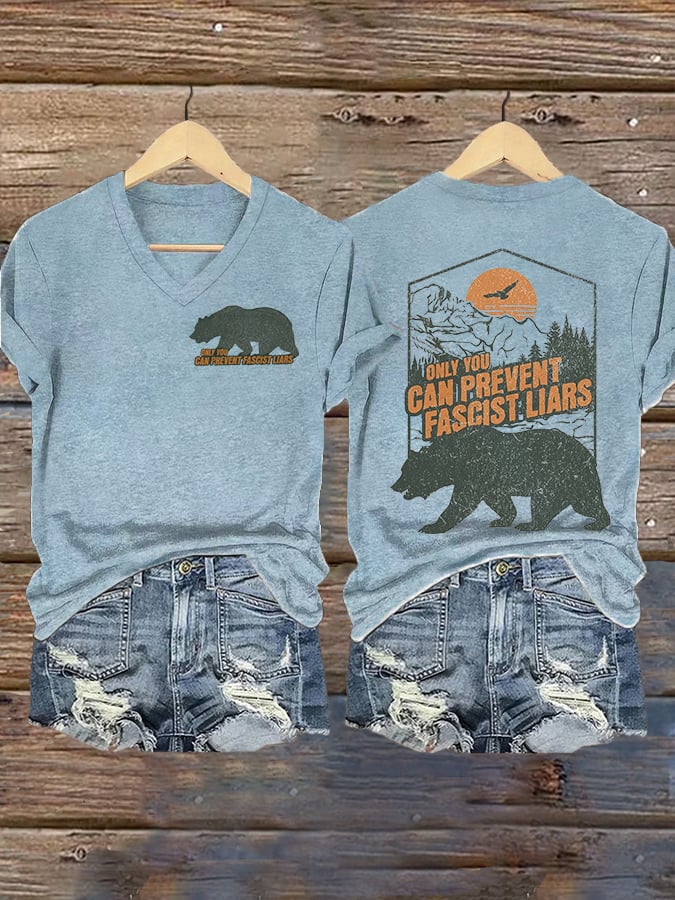 Women's National Park Print V-Neck T-Shirt