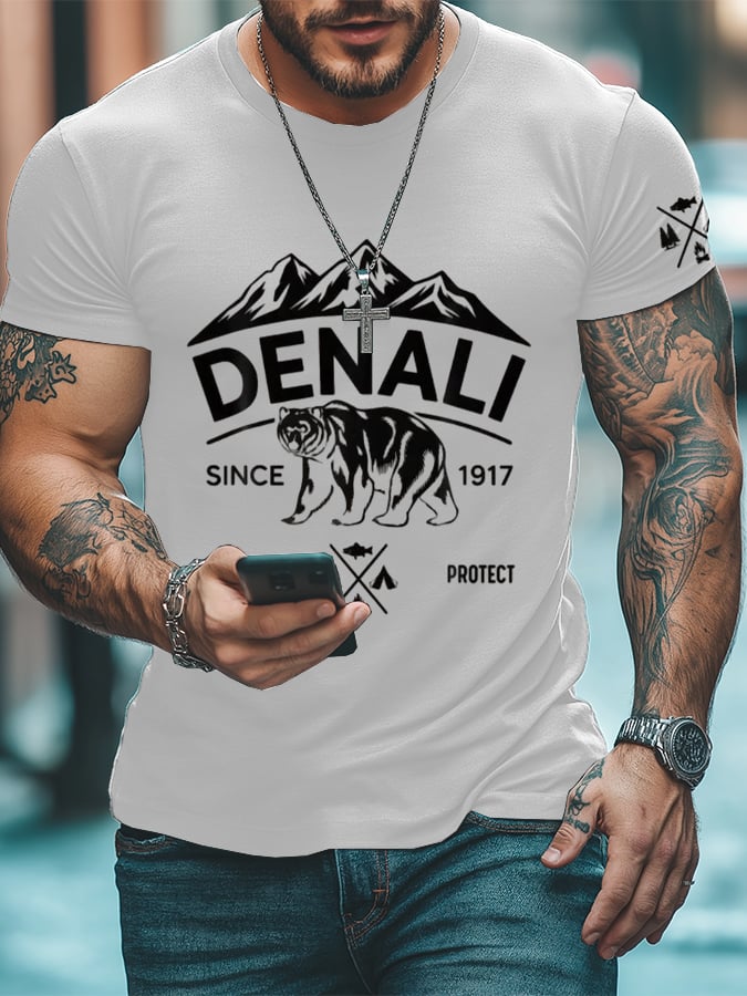 Men's Protect Our National Parks Printed Round Neck T-Shirt