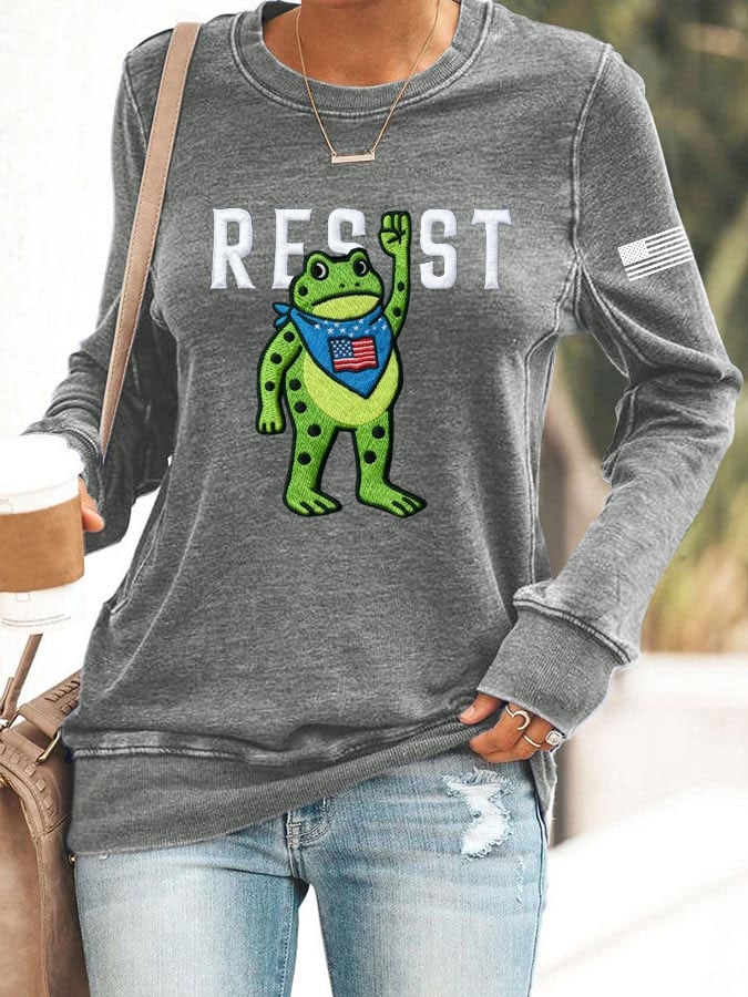 Women's Resist Frog Printed Casual Sweatshirt