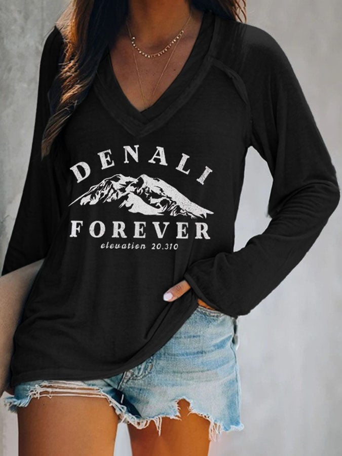 V-neck Retro Denali Forever Elevation 20,310 Print T-Shirt