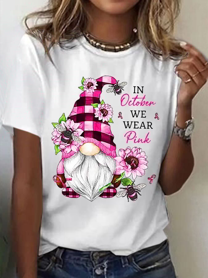 Women's Breast Cancer Awareness Print Casual T-Shirt